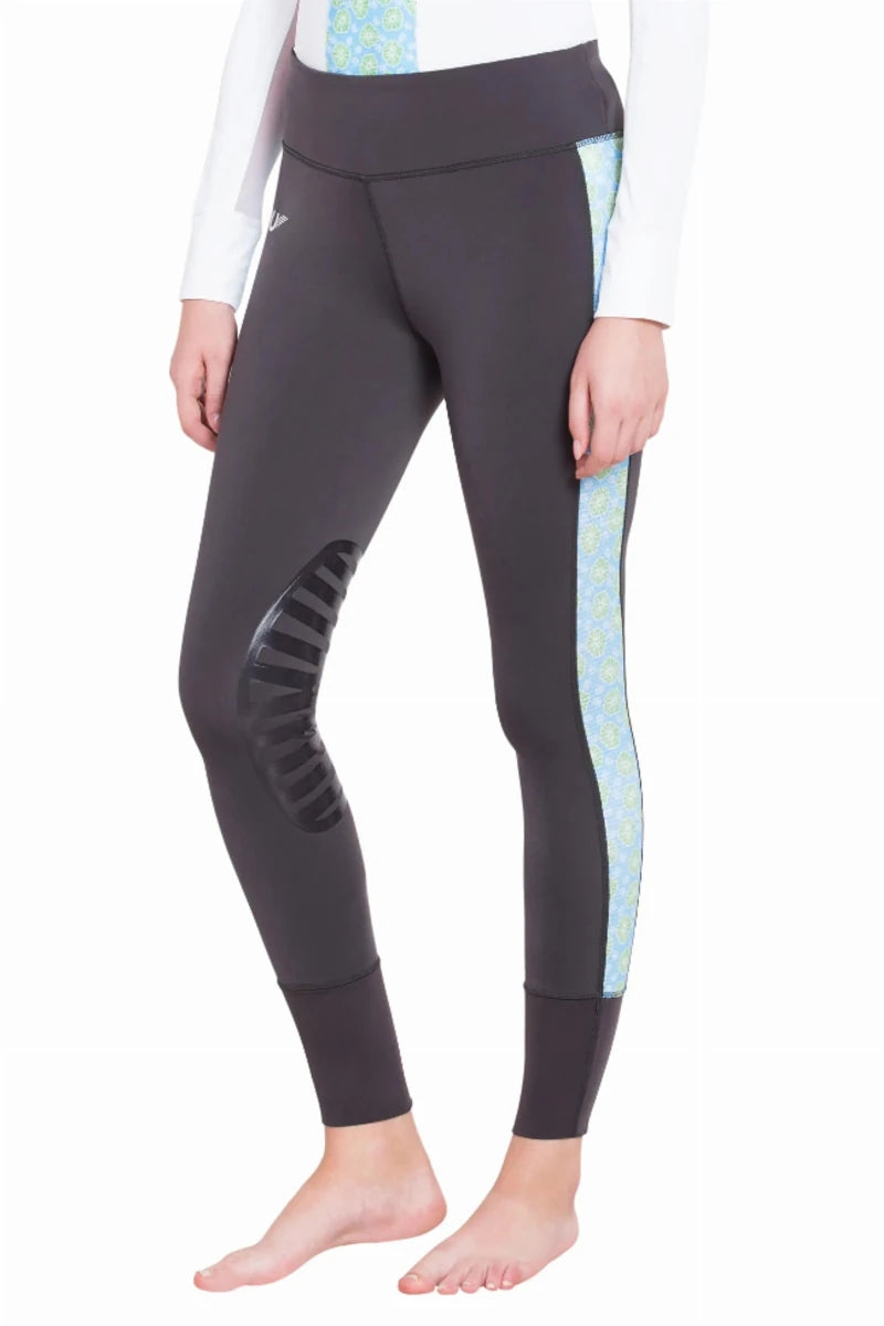 TuffRider Ladies Athena EquiCool Riding Tights, Charcoal/lime green/1, view 11
