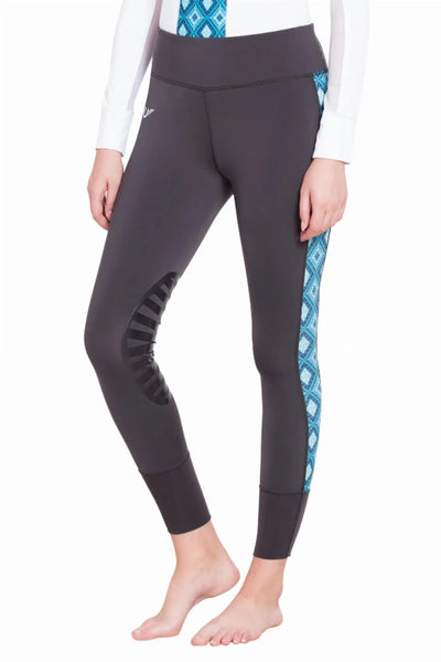 Women's Cooling Riding Tights - UPF 50+ UV Protection Equestrian, Charcoal/print/1