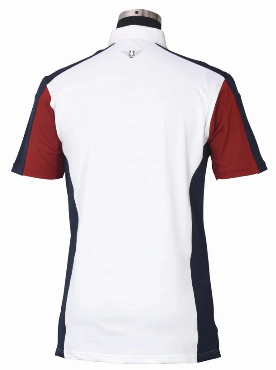 Men's Show Shirt - TuffRider Dennison Short Sleeve Competition Shirt with Contrast Colors shown from back view