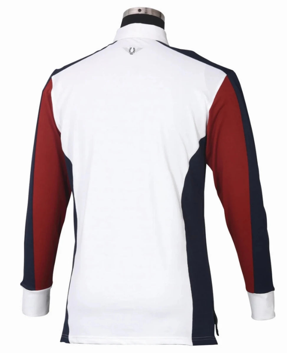 Men's Show Shirt - TuffRider Dennison Long Sleeve Competition Shirt with Contrast Colors shown from back view