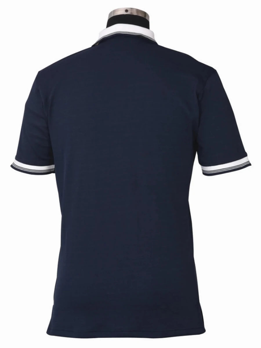 Men's Polo Shirt - TuffRider Mark Short Sleeve EquiCool Sport Polo with UV Protection in navy blue back view
