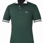 Men's Polo Shirt - TuffRider Mark Short Sleeve EquiCool Sport Polo with UV Protection in dark green with white collar and sleeve trim