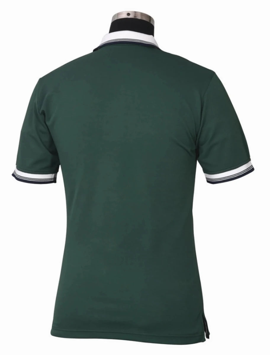 Men's Polo Shirt - TuffRider Mark Short Sleeve EquiCool Sport Polo with UV Protection in dark green back view