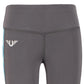TuffRider Children's Artemis EquiCool Riding Tights in gray with blue side detailing for equestrian activities.