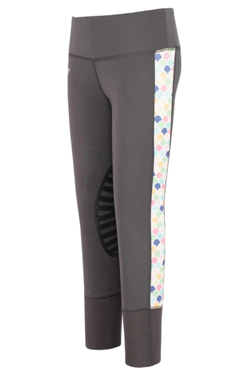 TuffRider Children's Iris EquiCool Riding Tights, charcoal/print/MEDIUM, view 4