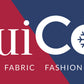TuffRider Children's Iris EquiCool Riding Tights logo with fabric, fashion, and future icons in red and navy colors