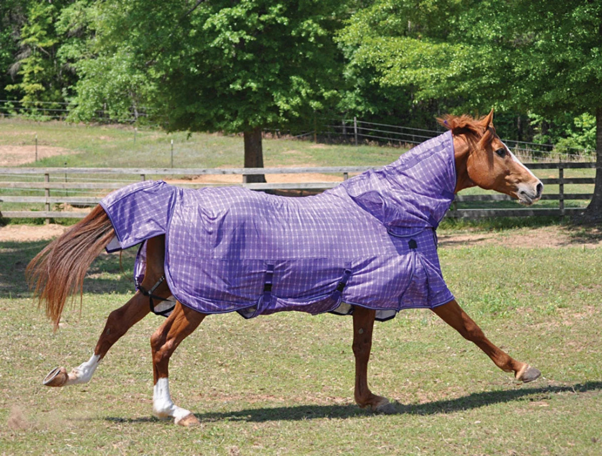 Horse Fly Sheet - TuffRider Power Mesh Detachable Neck Plaid Fly Protection Blanket - Pets Perfect