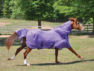 Horse Fly Sheet - TuffRider Power Mesh Detachable Neck Plaid Fly, Orchid/violet/69