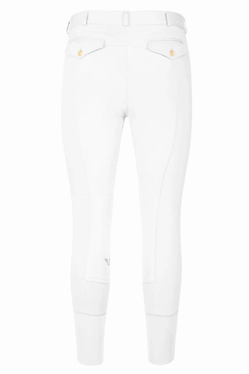 Men's Full Seat Riding Breeches - TuffRider Patrol UltraGripp Full Seat Breeches in white rear view with buttoned pockets.
