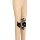 TuffRider Stella Girls Riding Tights in beige with black cat face graphic and side pocket detail for girls.