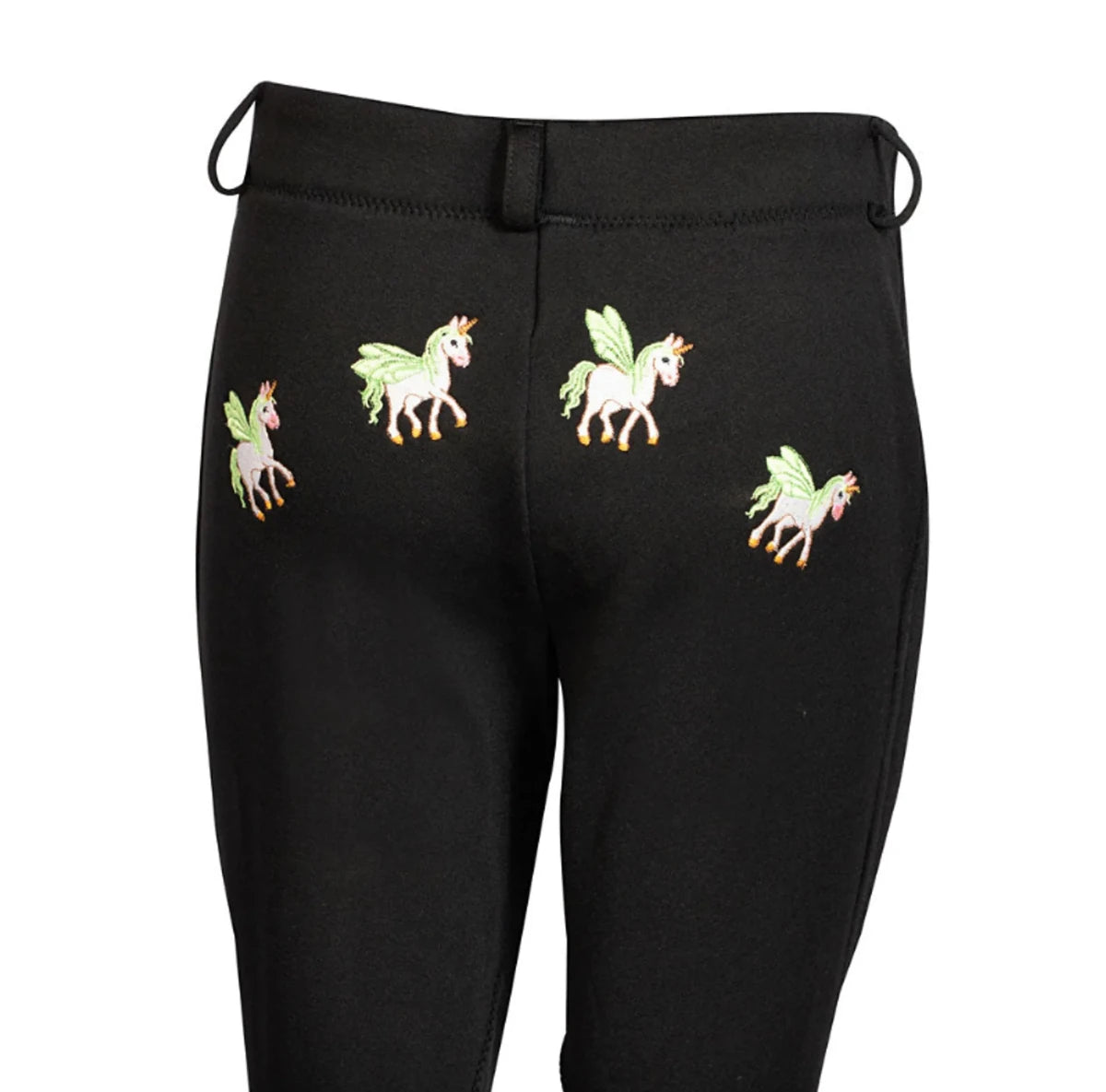 Kids Winter Jodhpurs - TuffRider Children's Unicorn Unifleece Pull-On Fleece Lined Knee Patch Jodhpurs with unicorn embroidery