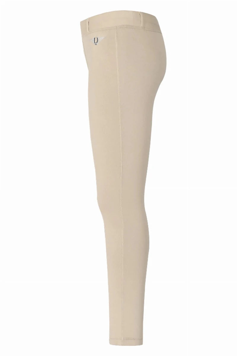 Beige fitted Tuffrider Children's Prime Tights With Belt Loops designed for comfort and style in equestrian activities