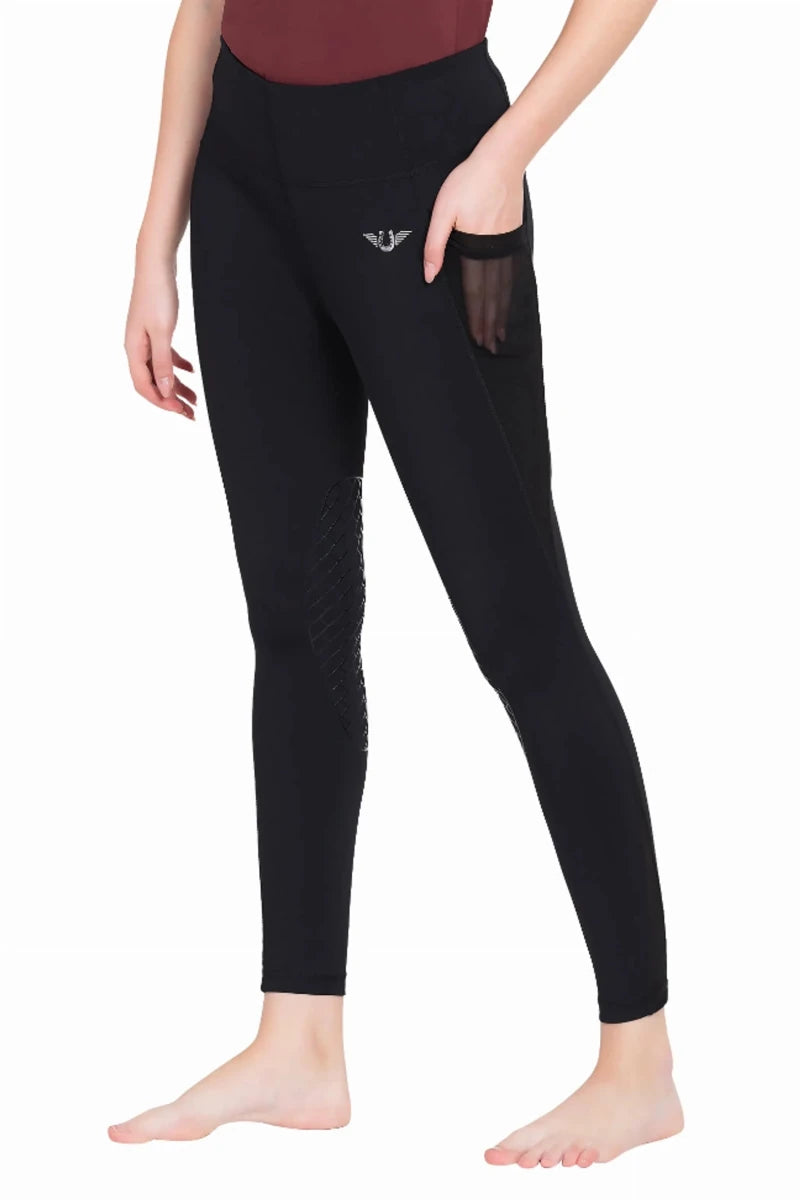Women's Equestrian Riding Tights - TuffRider EquiCool Mesh Pocket, Charcoal/XS, view 11