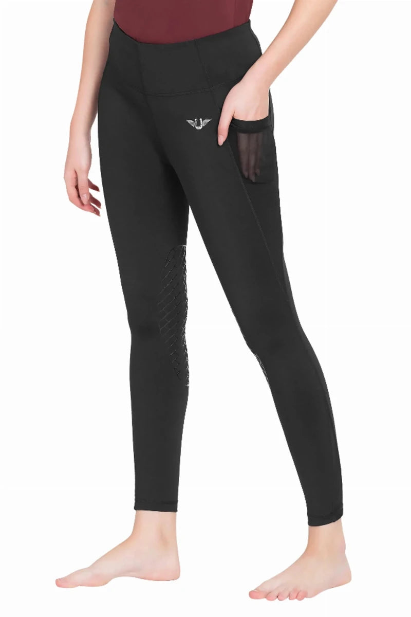 Women's Equestrian Riding Tights - TuffRider EquiCool Mesh Pocket, Charcoal/1, view 14