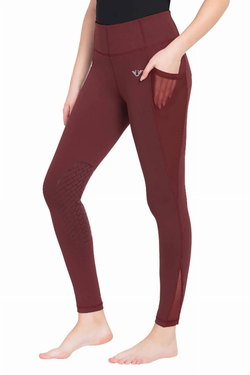 Women's Equestrian Riding Tights - TuffRider EquiCool Mesh Pocket, Wine/1, view 19