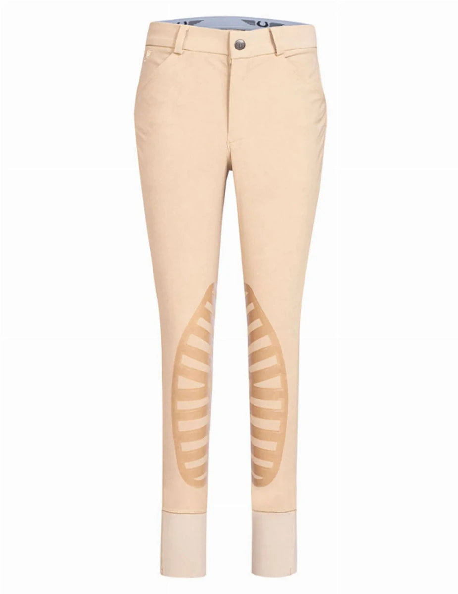 Boys Silicone Knee Patch Breeches - Youth Cotton Blend Riding Pants, Safari/8, view 2