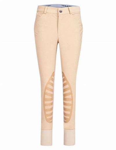 Boys Silicone Knee Patch Breeches - Youth Cotton Blend Riding Pants, Safari/6