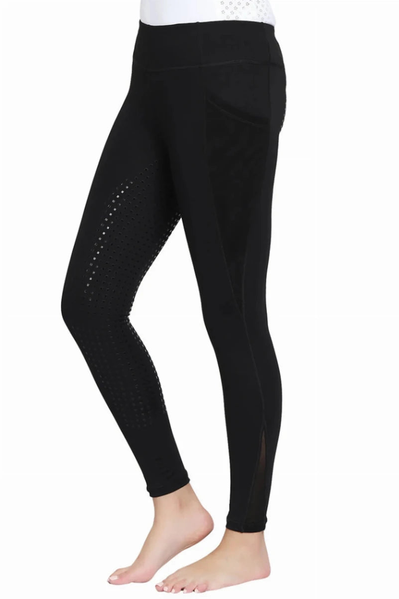 TuffRider Ladies Minerva EquiCool Full Seat Tights, black/1, view 7