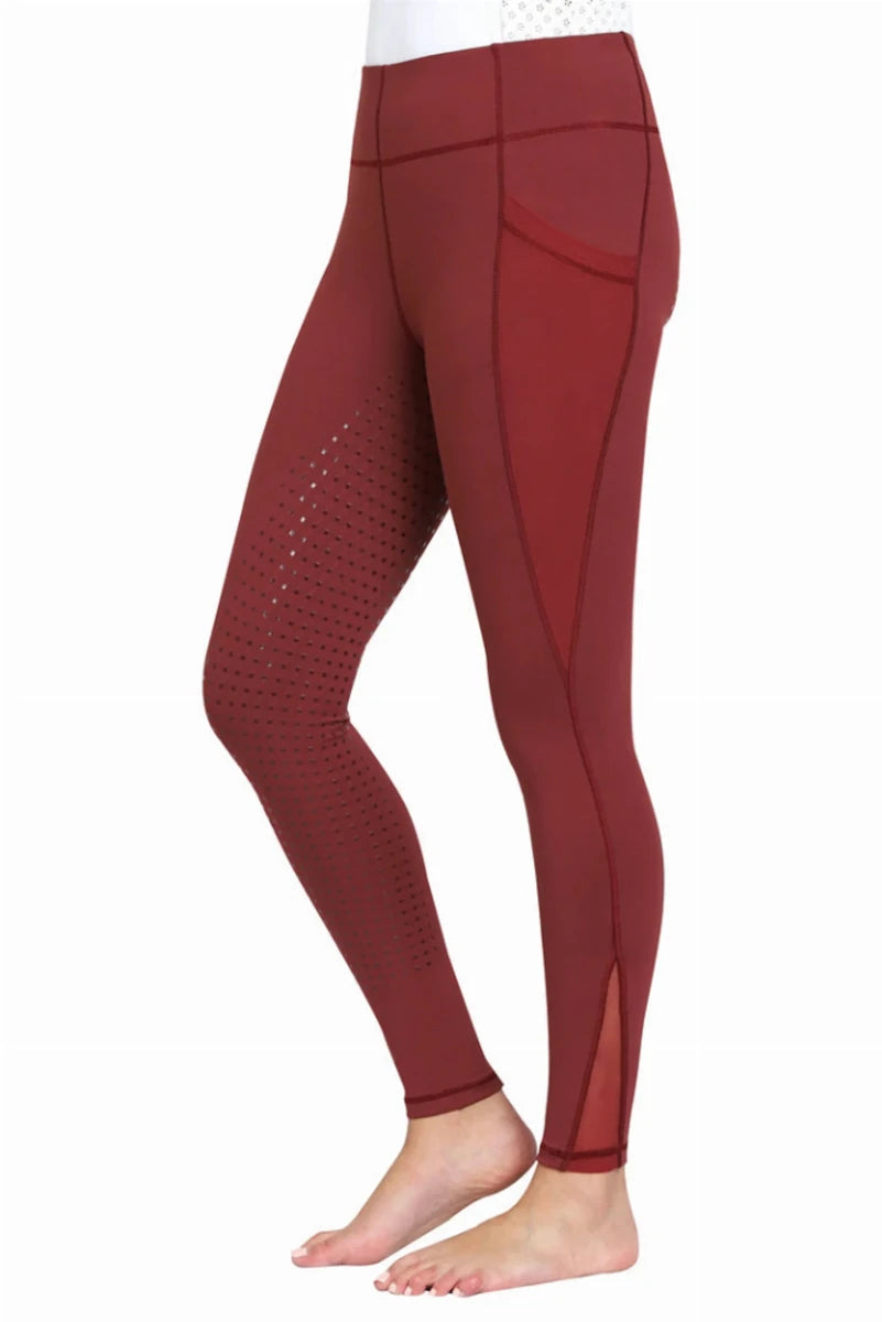 TuffRider Ladies Minerva EquiCool Full Seat Tights, wine/1, view 18