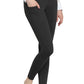Woman wearing black TuffRider Ladies Bootie Tights With Pocket, showing side pocket detail and barefoot pose.