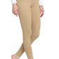 TuffRider Ladies Bootie Tights With Pocket in beige, modeled barefoot with quilted knee detailing and side pocket.