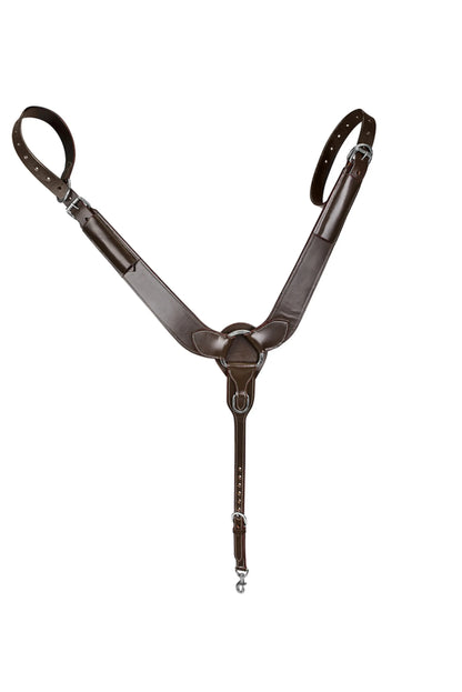 TuffRider Western Pulling Breast Collar - Dark Brown - Horse tack accessory made of durable leather with metal buckles and clip