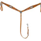TuffRider Western Beaded Inlay Breast Collar - Natural Brown - Horse with detailed beadwork and silver buckles
