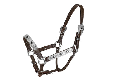 TuffRider Western Show Halter With, Silver, Dark, Brown, Horse