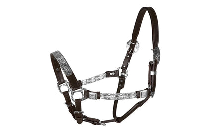 TuffRider Western Deluxe Show Halter with Etched Silver Hardware, Dark brown/HORSE
