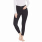 Woman modeling black EQUINE COUTURE HEATHER FULL SEAT BREECH with textured full seat design in equestrian gear.