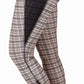 Side view of person wearing EQUINE COUTURE BAKER TIGHTS with black mesh side panels and plaid pattern.