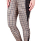 Woman wearing EQUINE COUTURE BAKER TIGHTS with checkered pattern and black mesh side pockets standing barefoot