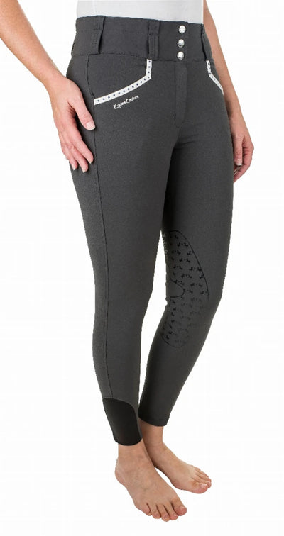 Equine Couture Ladies Nicole Knee Patch Breech, Charcoal/24