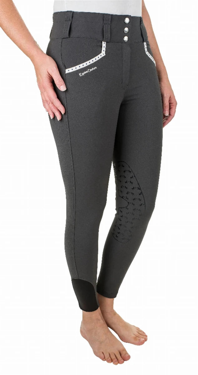 Equine Couture Ladies Nicole Knee Patch Breech, Charcoal/34, view 6
