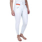 Equine Couture Women's Gradient Full Seat Breech- White w/ Red Stripes- 24 worn by model in standing pose