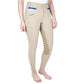 Equine Couture Women's Gradient Full Seat Breech- White w/ Red Stripes- 24 worn by model standing barefoot