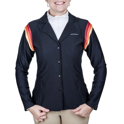 Equine Couture Women's EquiVent Gradient Show Coat- Black with Red, Black-red/1X