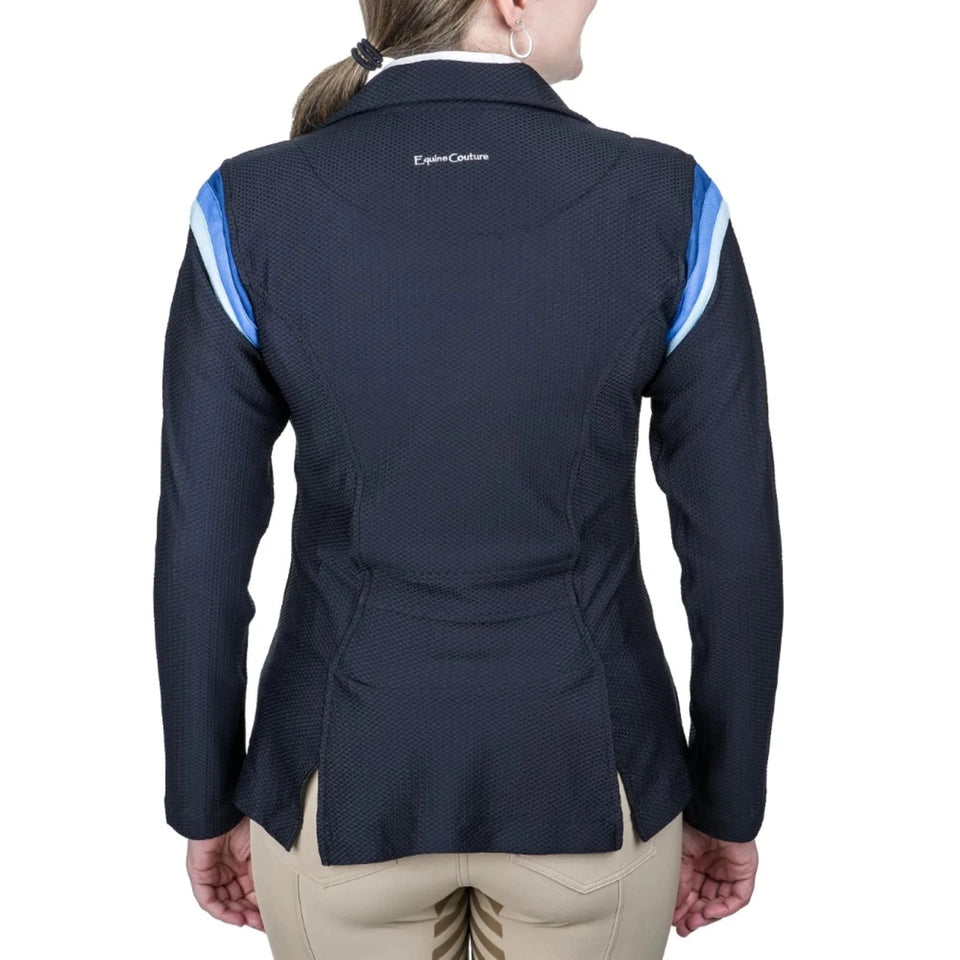 Equine Couture Women's EquiVent Gradient Show Coat- Black with Red, view 19