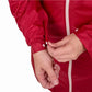 Equine Couture Ladies Downpour Rain Jacket close-up showing adjustable cuff and zipper detail in red waterproof fabric