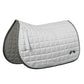 Equine Couture Coolmax Plush White Saddle Pad with quilted design and black horse silhouette embroidery.