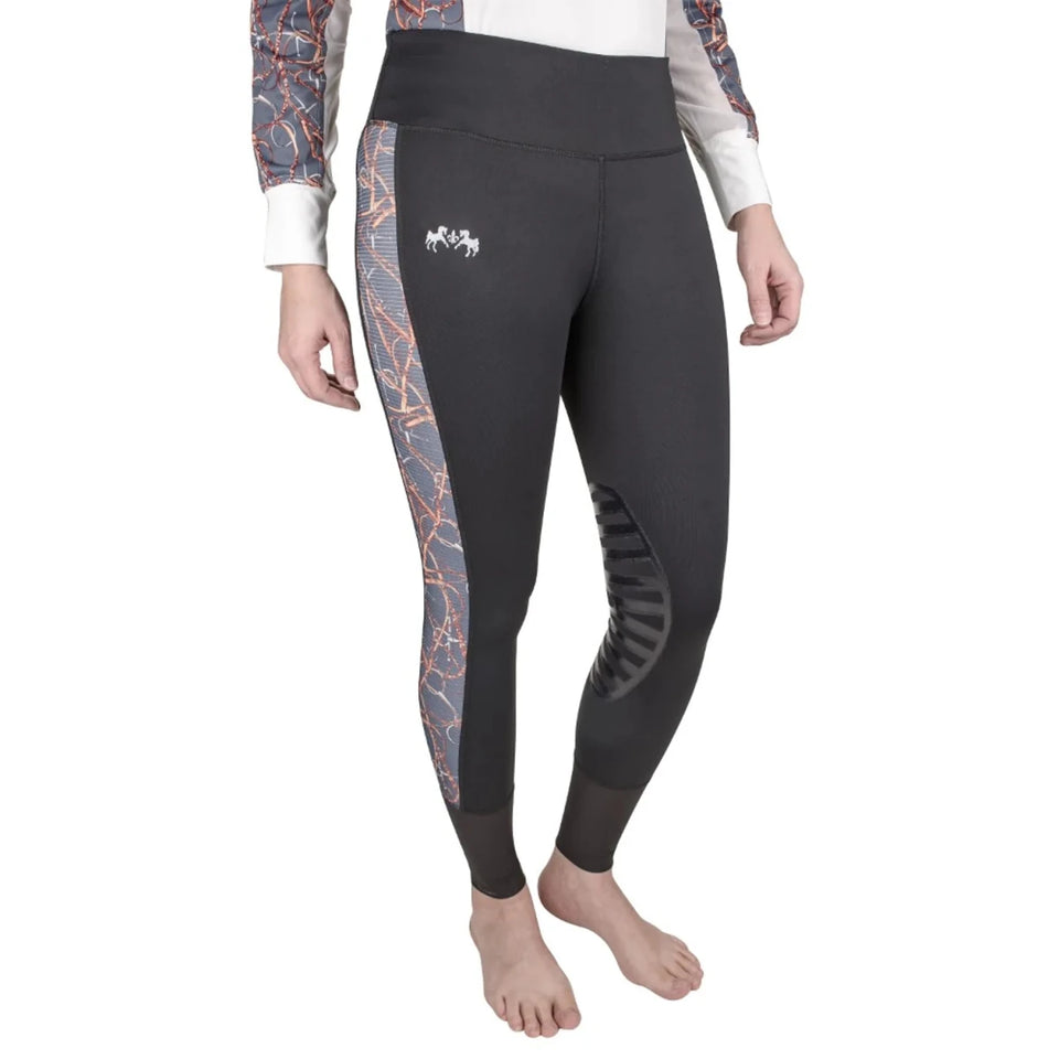 Equine Couture Ladies Snaffle Bits Tights- Black- Large, view 7