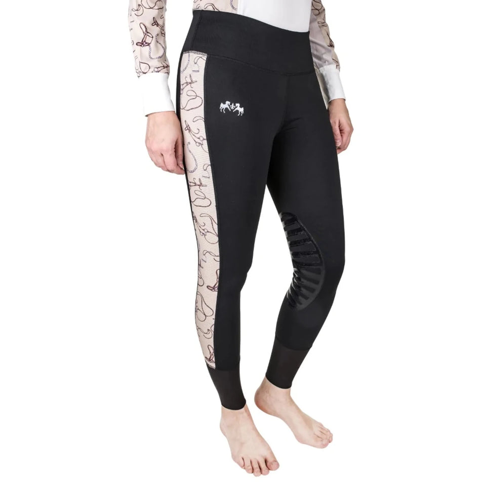 Equine Couture Ladies Equestrian Gear Tights- Black- Large, view 3