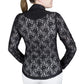 Black lace long-sleeve jacket shown from back, Spicy Girl Cayenne Show Coat by EC, elegant pet supplies apparel.
