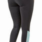 Equine Couture Daisy Printed Smyrna Tights - Women's Riding Leggings with Mesh Lower Leg showing rear with floral panel and grip details
