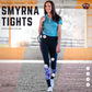 Equine Couture Daisy Printed Smyrna Tights - Women's Riding Leggings with Mesh Lower Leg shown on model walking outdoors