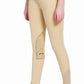 Equine Couture Ladies Sportif Natasha Knee Patch Breeches - UltraGripp Suede Riding Pants with Wide Waistband model front view beige