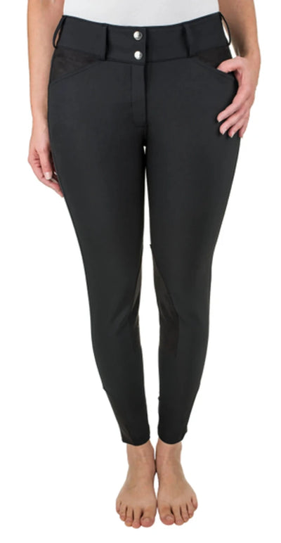 Equine Couture Ladies Coolmax Champion Knee Patch Breeches, black/26