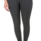 Woman wearing Equine Couture Coolmax Champion Knee Patch Breeches - Women's Moisture Wicking Riding Pants in dark color standing barefoot.