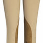 Equine Couture Coolmax Champion Knee Patch Breeches for Kids - Youth Riding Pants in tan with brown knee patches