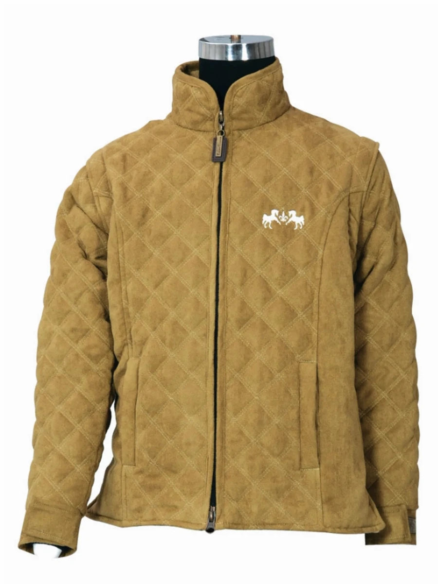 Equine Couture Natasha Duet Jacket for Kids, Military olive/light tan stitching/1, view 7
